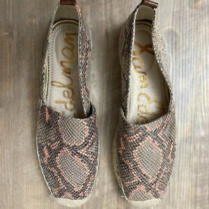 Sam Edelman Coral Gray Snake Skin Espadrilles Size 8